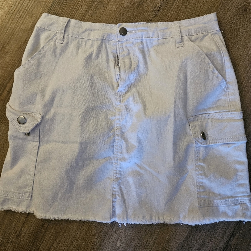 White Cargo Mini Skirt